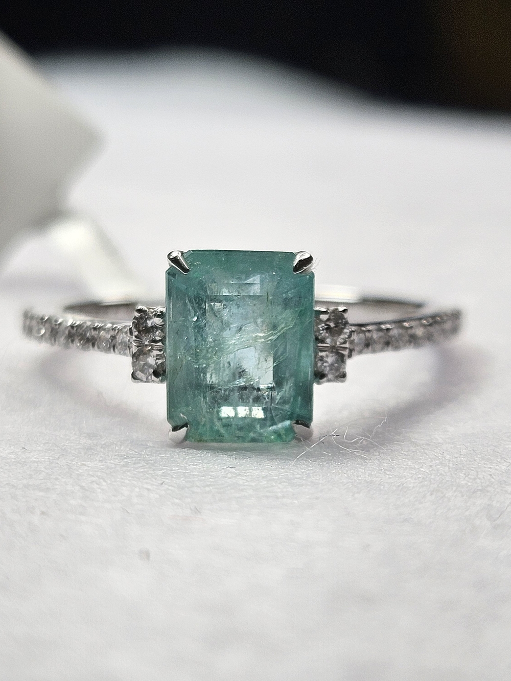 14kt. Natural 1.62ct. Emerald Ring with Natural 0.24ct. Accent Diamonds